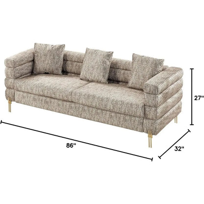 85 Inch Sofa, Oversized Sofa, 3 Seats Comfy Couch for Living Room, Deep Seat Sofa with Sturdy Wood Frame, Bouclé Couch, White