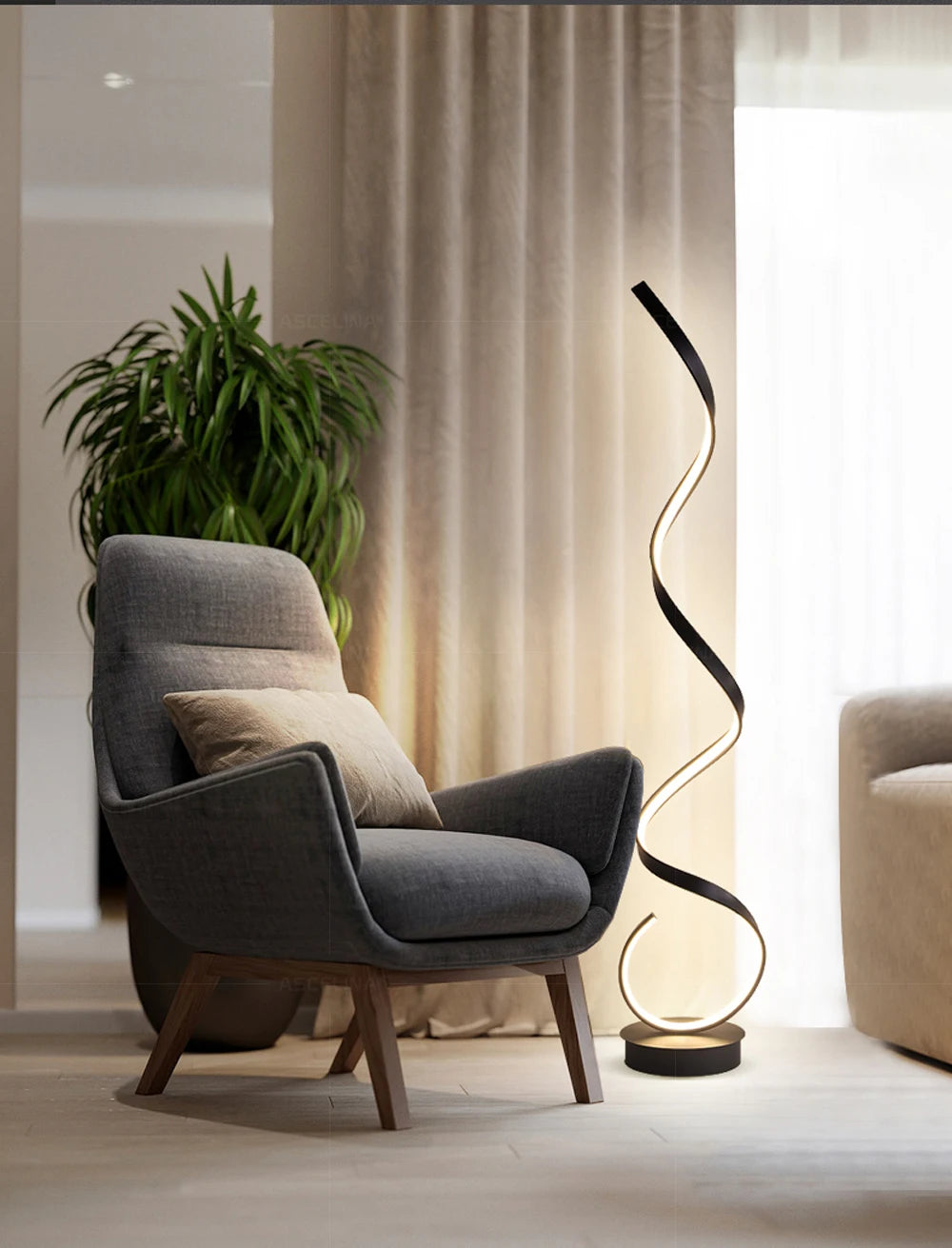 Modern LED Floor Lamp Home Decor Spiral Line Lights Bedroom Living Room Sofa Corner Black White Indoor Vertical Lighting Lustre