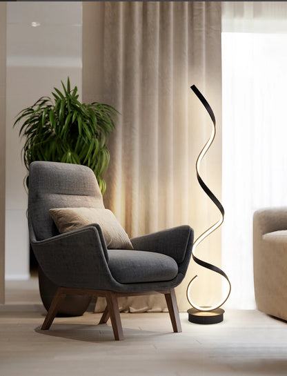 Modern LED Floor Lamp Home Decor Spiral Line Lights Bedroom Living Room Sofa Corner Black White Indoor Vertical Lighting Lustre