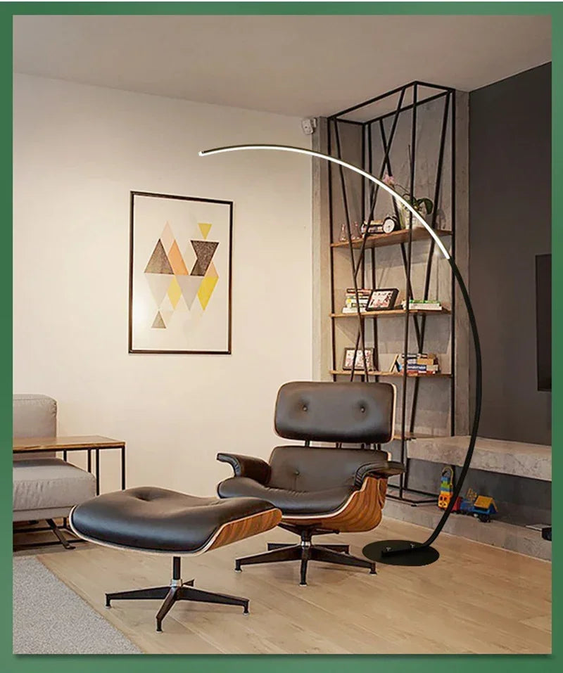 Nordic LED Corner Light Arc RGB Floor Lamps Black White C APP Remote Floor Lights Stand Light for Dining Living Room Decor