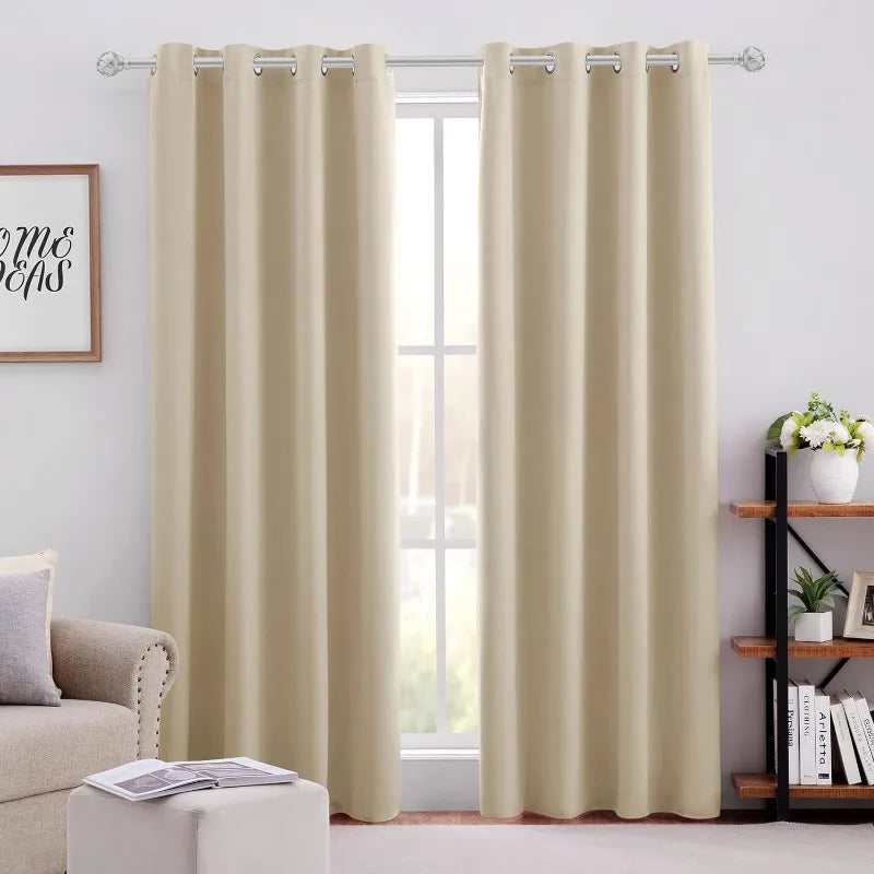 Aqua Blackout Curtains for Bedroom 52 X 84 Inch Length 2 Panels Set Room Darkening Bedroom Curtains