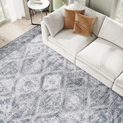 Area Rugs for Living Room, Machine Washable Non Slip Rug Modern Distressed Moroccan Indoor Area Rug Carpet Ultra Soft Rugs