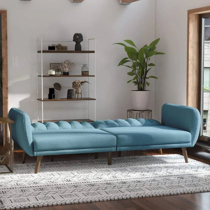 Living room sofa - Premium Upholstery and Wooden Legs - Light Blue  sofa