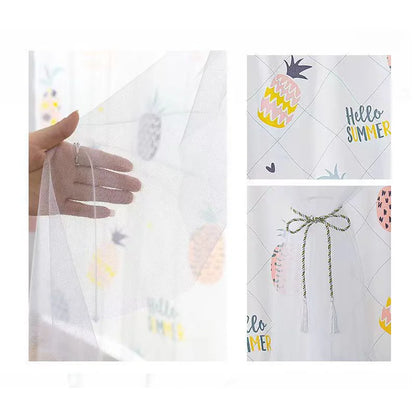 Magic Strap Self-adhesive Non-perforated Tule CurtainCartoon Cute for Children's RoomCabinet Decoration Bedroom Shade Curtain