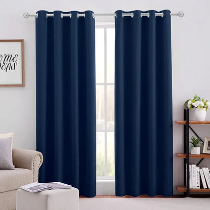 Aqua Blackout Curtains for Bedroom 52 X 84 Inch Length 2 Panels Set Room Darkening Bedroom Curtains