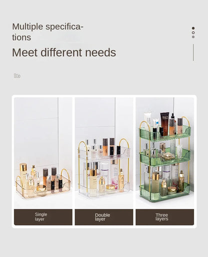 Bathroom storage rack, desktop cosmetics storage box, bathroom metal bedroom decoration, kitchen storage rack