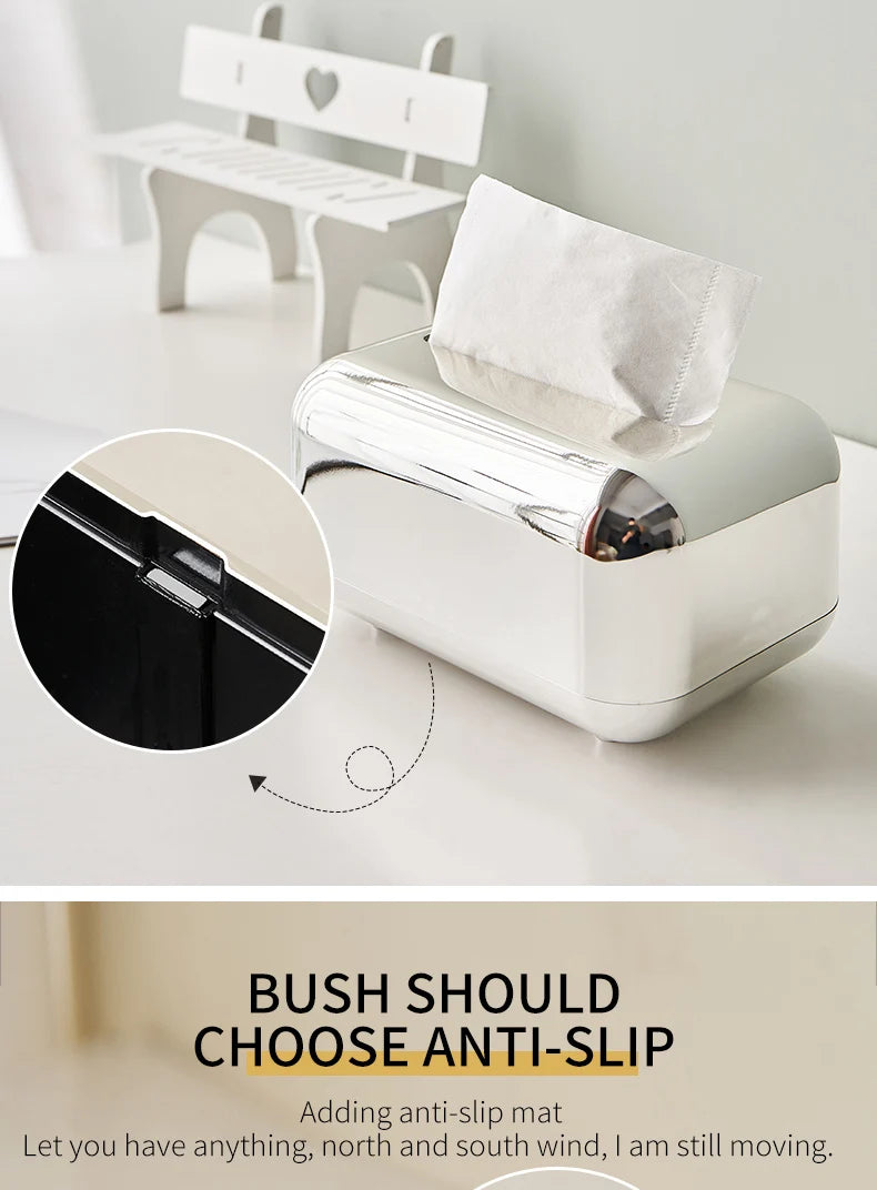 Light Luxury Golden Tissue Box Wipe Case Boxed Tissue Office and Home Storage Box Living Room Desktop Decoration Tissue Box Gift