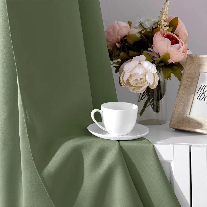 Aqua Blackout Curtains for Bedroom 52 X 84 Inch Length 2 Panels Set Room Darkening Bedroom Curtains