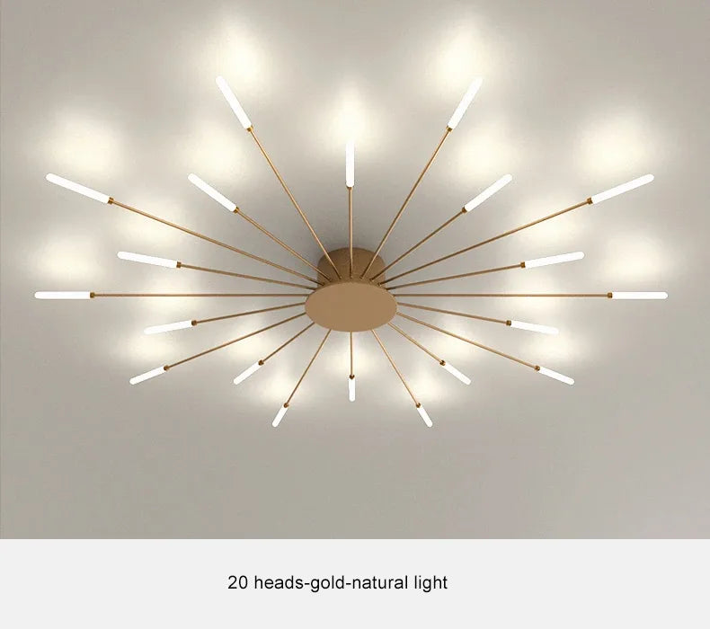 Firework Shaped Modern LED Chandelier for Living Room Bedroom Dining Room Natural Light Ceiling Lamp Interior Lighting Fixture