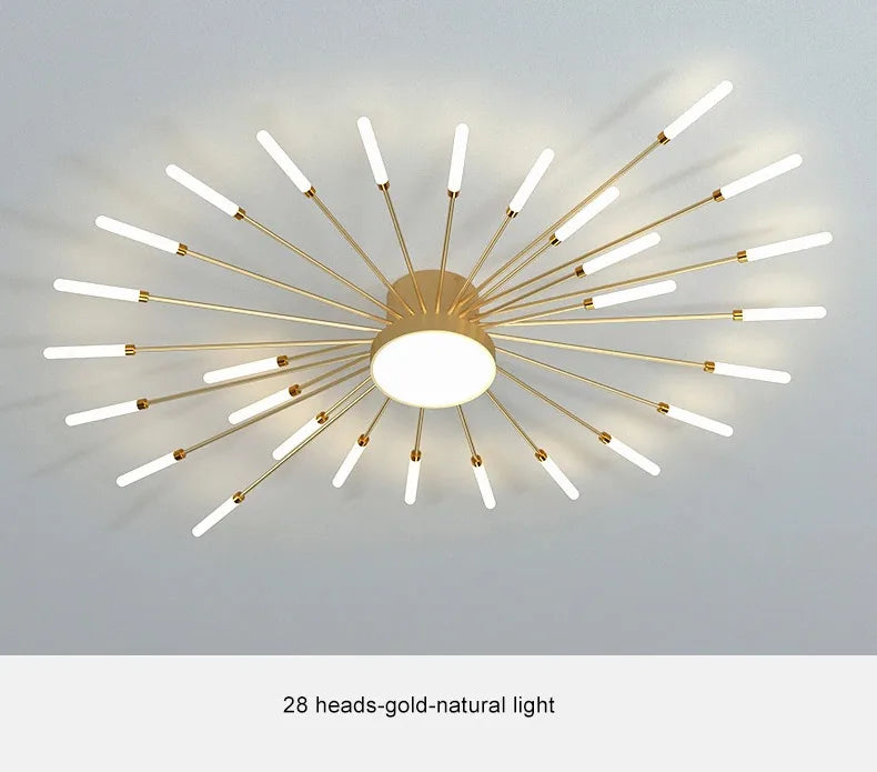 Firework Shaped Modern LED Chandelier for Living Room Bedroom Dining Room Natural Light Ceiling Lamp Interior Lighting Fixture