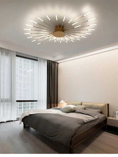 Firework Shaped Modern LED Chandelier for Living Room Bedroom Dining Room Natural Light Ceiling Lamp Interior Lighting Fixture