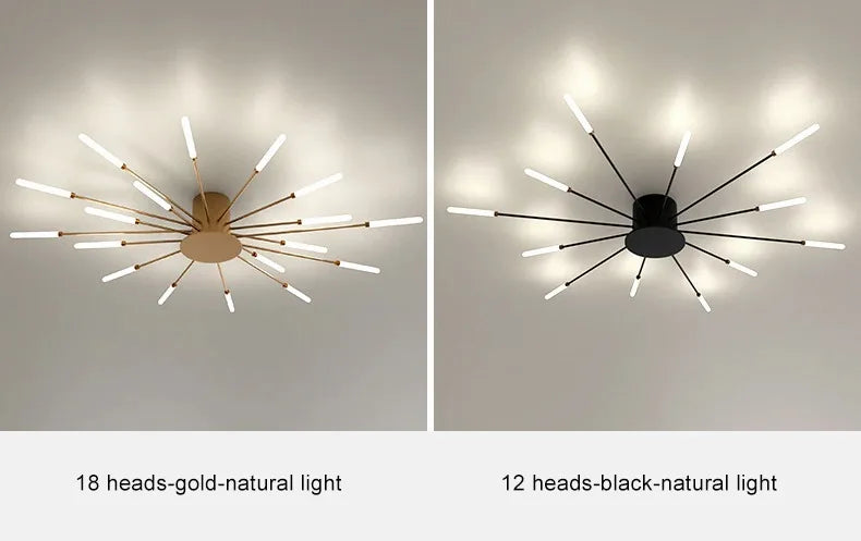 Firework Shaped Modern LED Chandelier for Living Room Bedroom Dining Room Natural Light Ceiling Lamp Interior Lighting Fixture
