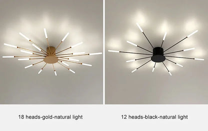 Firework Shaped Modern LED Chandelier for Living Room Bedroom Dining Room Natural Light Ceiling Lamp Interior Lighting Fixture