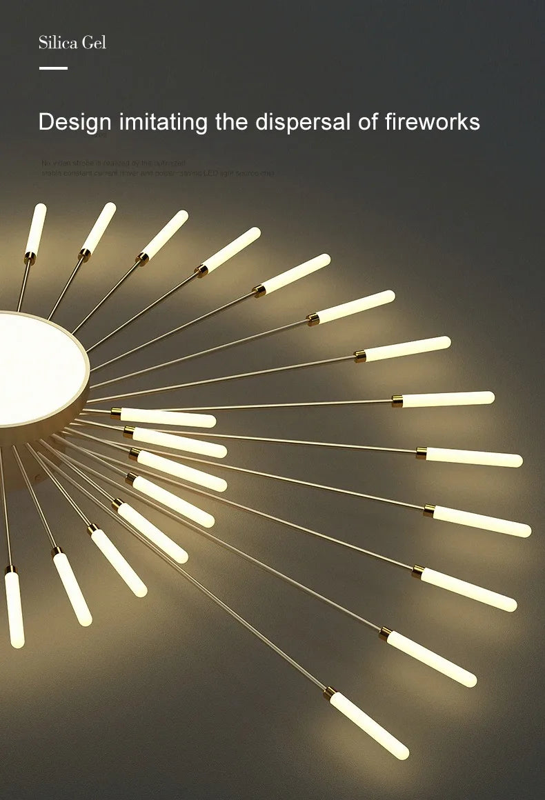 Firework Shaped Modern LED Chandelier for Living Room Bedroom Dining Room Natural Light Ceiling Lamp Interior Lighting Fixture