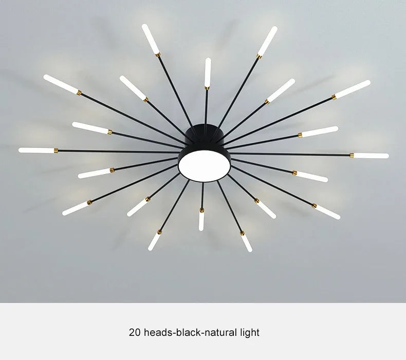 Firework Shaped Modern LED Chandelier for Living Room Bedroom Dining Room Natural Light Ceiling Lamp Interior Lighting Fixture