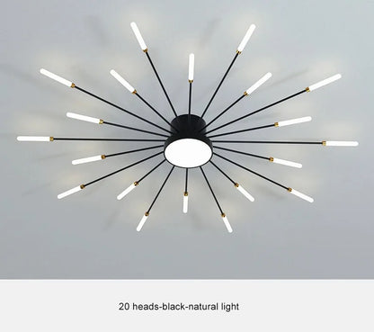 Firework Shaped Modern LED Chandelier for Living Room Bedroom Dining Room Natural Light Ceiling Lamp Interior Lighting Fixture