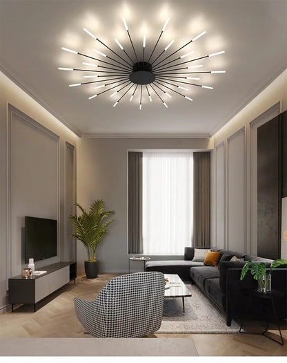 Firework Shaped Modern LED Chandelier for Living Room Bedroom Dining Room Natural Light Ceiling Lamp Interior Lighting Fixture