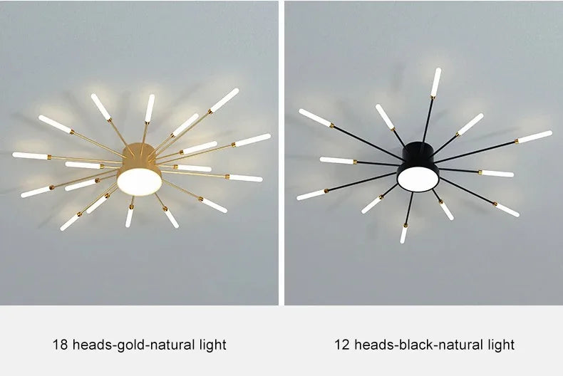 Firework Shaped Modern LED Chandelier for Living Room Bedroom Dining Room Natural Light Ceiling Lamp Interior Lighting Fixture