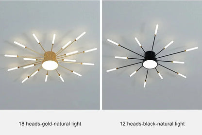 Firework Shaped Modern LED Chandelier for Living Room Bedroom Dining Room Natural Light Ceiling Lamp Interior Lighting Fixture