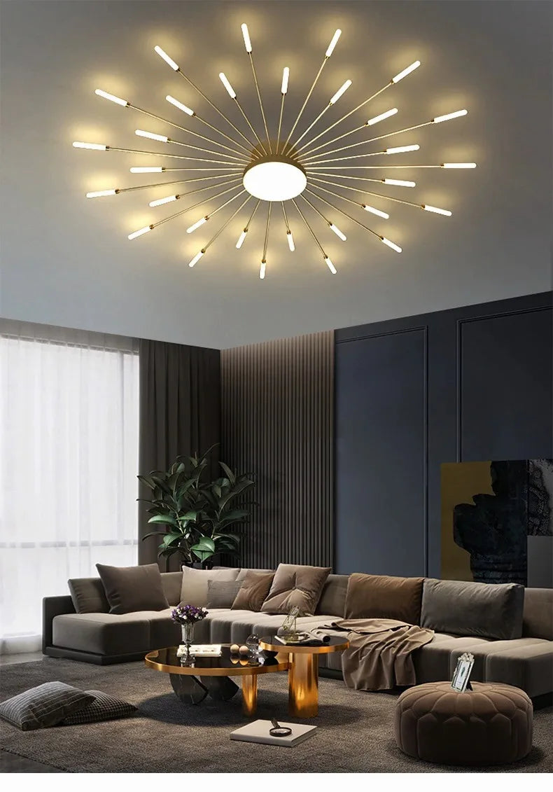 Firework Shaped Modern LED Chandelier for Living Room Bedroom Dining Room Natural Light Ceiling Lamp Interior Lighting Fixture