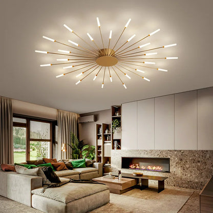 Firework Shaped Modern LED Chandelier for Living Room Bedroom Dining Room Natural Light Ceiling Lamp Interior Lighting Fixture