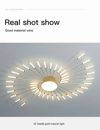 Firework Shaped Modern LED Chandelier for Living Room Bedroom Dining Room Natural Light Ceiling Lamp Interior Lighting Fixture