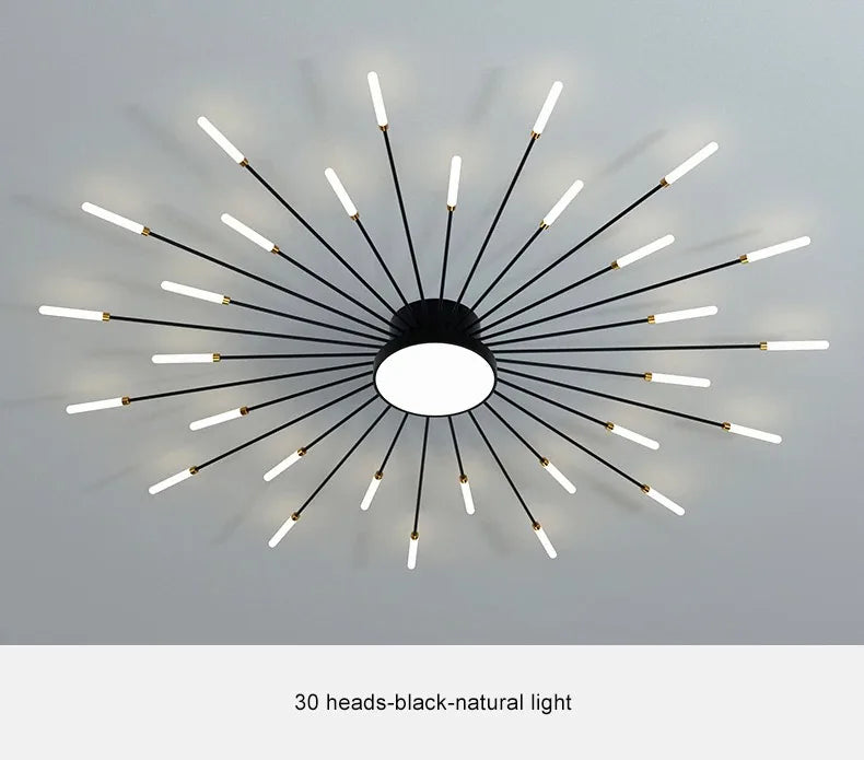 Firework Shaped Modern LED Chandelier for Living Room Bedroom Dining Room Natural Light Ceiling Lamp Interior Lighting Fixture