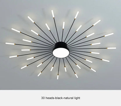 Firework Shaped Modern LED Chandelier for Living Room Bedroom Dining Room Natural Light Ceiling Lamp Interior Lighting Fixture