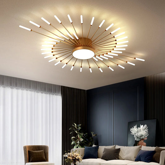 Firework Shaped Modern LED Chandelier for Living Room Bedroom Dining Room Natural Light Ceiling Lamp Interior Lighting Fixture