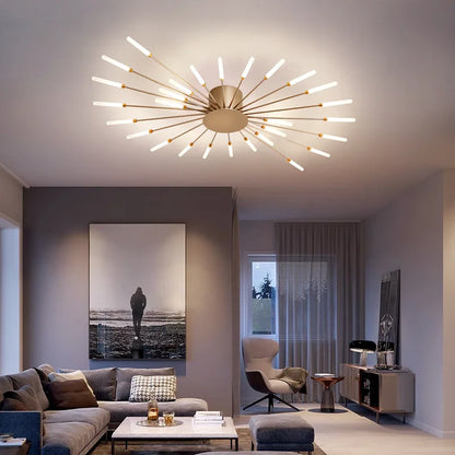 Firework Shaped Modern LED Chandelier for Living Room Bedroom Dining Room Natural Light Ceiling Lamp Interior Lighting Fixture
