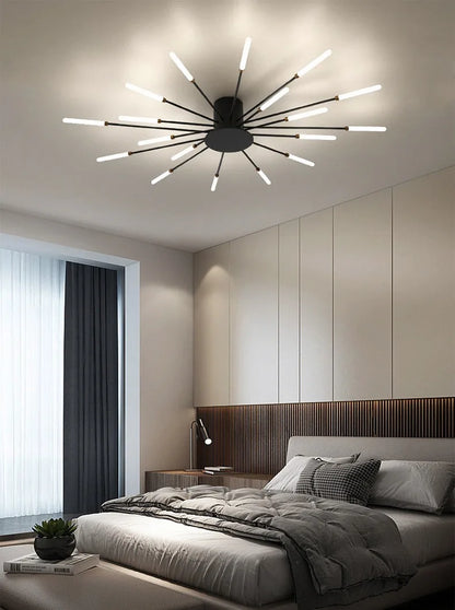 Firework Shaped Modern LED Chandelier for Living Room Bedroom Dining Room Natural Light Ceiling Lamp Interior Lighting Fixture