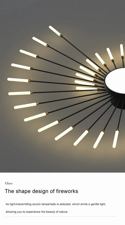 Firework Shaped Modern LED Chandelier for Living Room Bedroom Dining Room Natural Light Ceiling Lamp Interior Lighting Fixture
