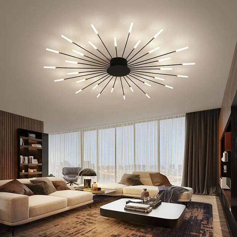Firework Shaped Modern LED Chandelier for Living Room Bedroom Dining Room Natural Light Ceiling Lamp Interior Lighting Fixture