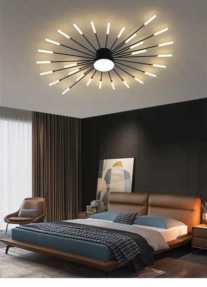 Firework Shaped Modern LED Chandelier for Living Room Bedroom Dining Room Natural Light Ceiling Lamp Interior Lighting Fixture