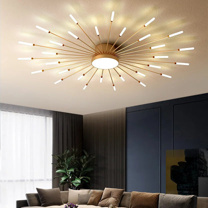 Firework Shaped Modern LED Chandelier for Living Room Bedroom Dining Room Natural Light Ceiling Lamp Interior Lighting Fixture