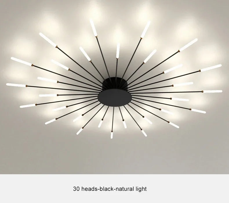 Firework Shaped Modern LED Chandelier for Living Room Bedroom Dining Room Natural Light Ceiling Lamp Interior Lighting Fixture