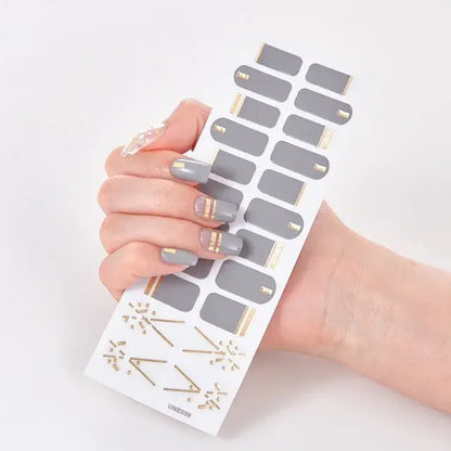 Semi Cured Gel Nail Wraps Full Cover Adhesive Manicure Decoration