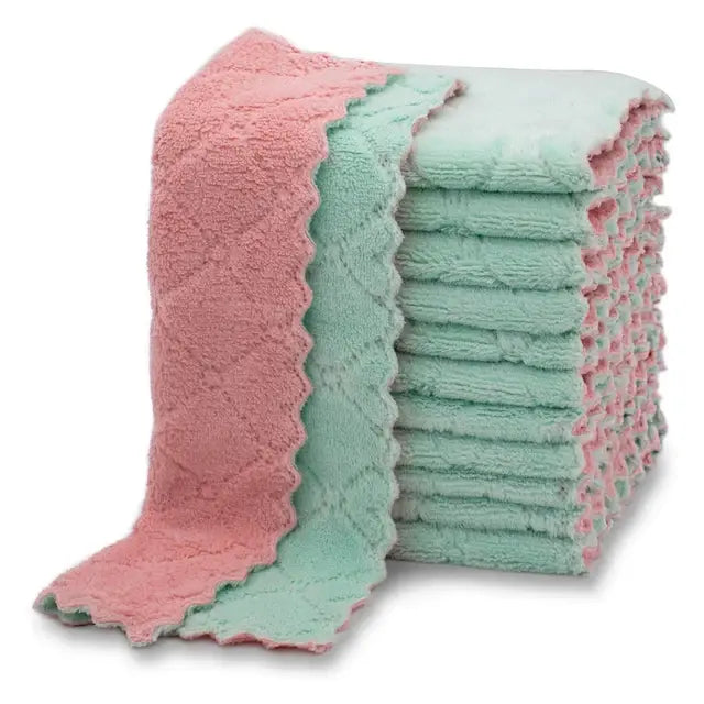 10 Pieces Super Absorbent Coral Velvet Kitchen Dish Tow