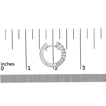 Sterling Silver 1/6 Cttw Diamond Petite Hoop Earrings (I-J Color, I2-I3 Clarity)