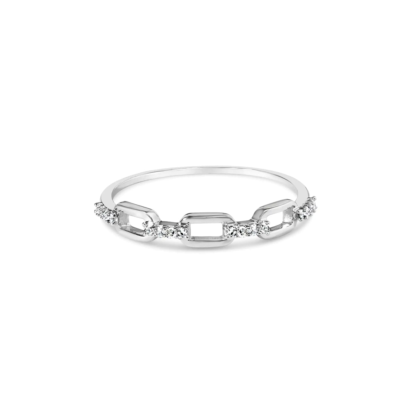 925 Sterling Silver Diamond Accent Paperclip Band Ring (I-J Color, I2-I3 Clarity)
